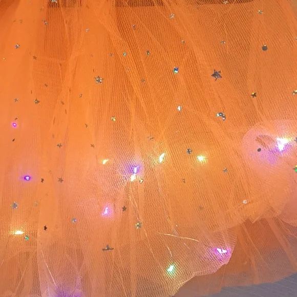 New LED Light-Up 3-Layered Tulle Festival Tutu Skirt in Orange - Picture 2 of 7